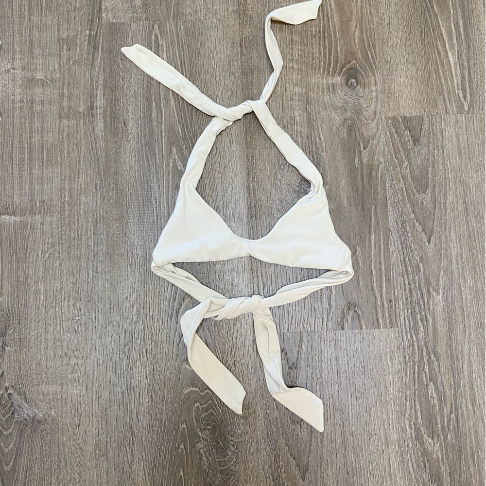 Robin Piccone Cream Bikini Top with Tie Straps